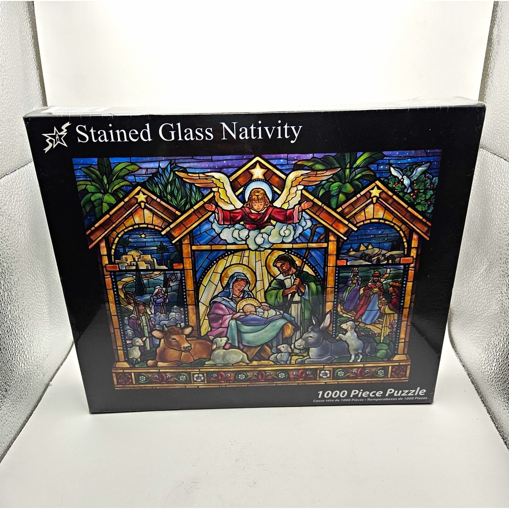 Vermont Christmas Company Stained Glass Nativity 1000 Piece Puzzle VC135 NEW